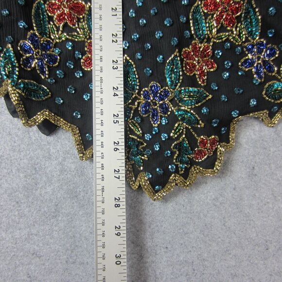 Lawrence Kazar Top Adult Women Beaded Floral  Short Sleeve Blouse Silk 2X Plus - Picture 10 of 16
